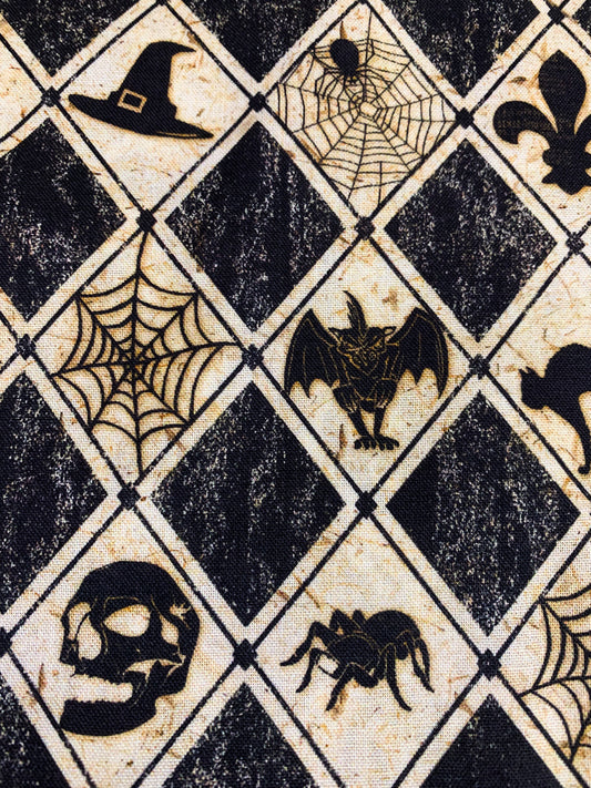 Spooky diamond Halloween fabric bats and spider fabric