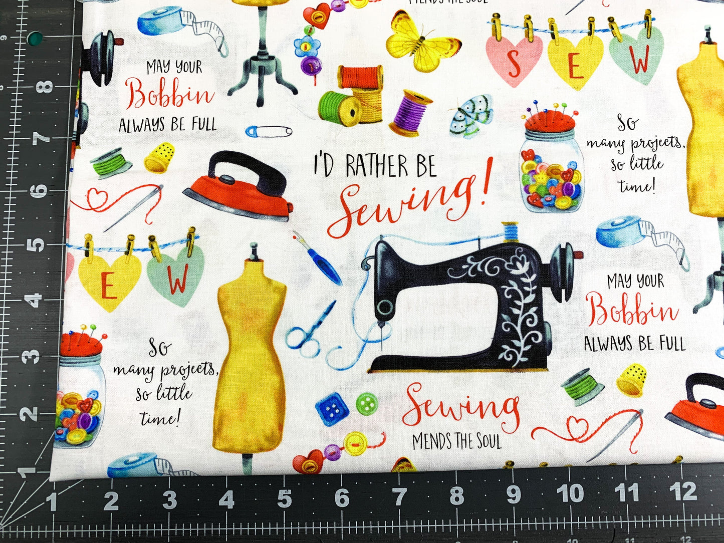 Just Sew Happy Sewing fabric 48687 I'D rather be sewing