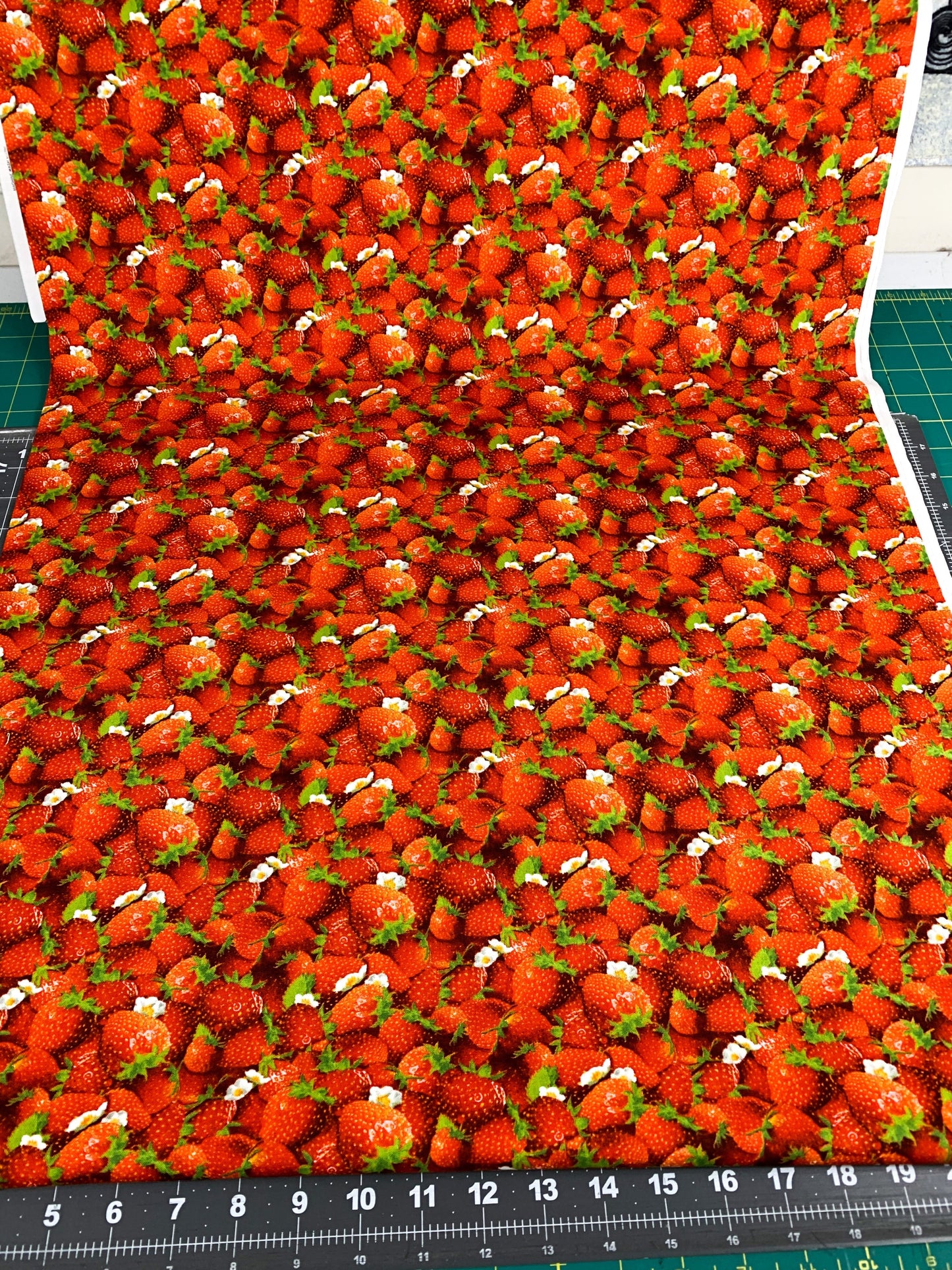 Red Strawberry fabric  155 Strawberries cotton fabric