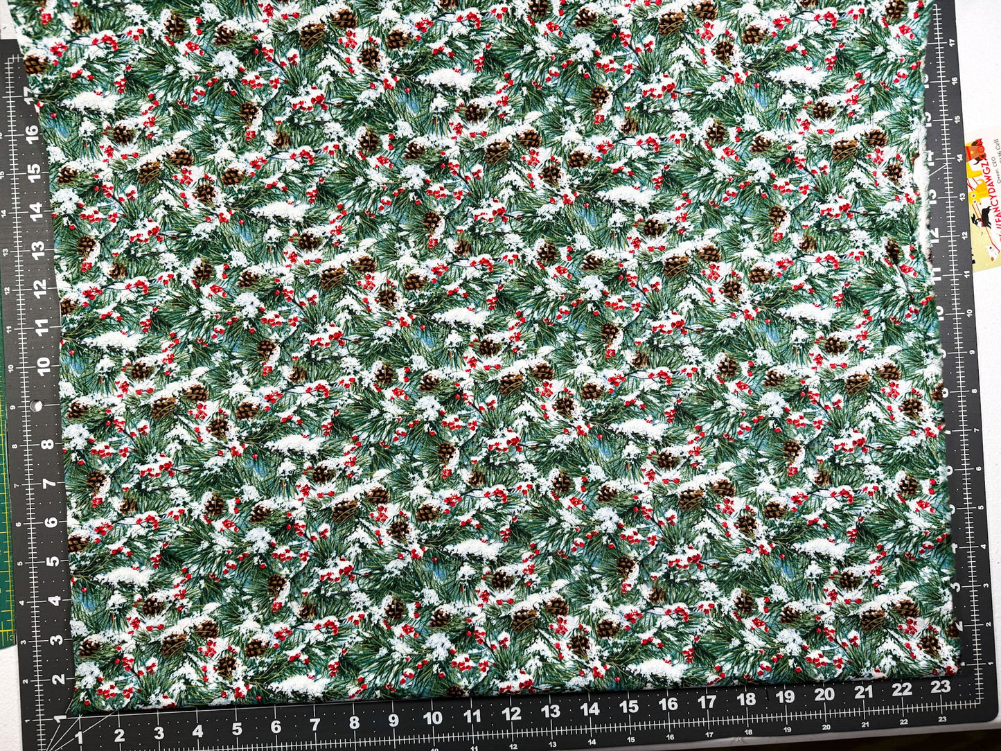 Winter Pine cone fabric Christmas pine tree cotton fabric