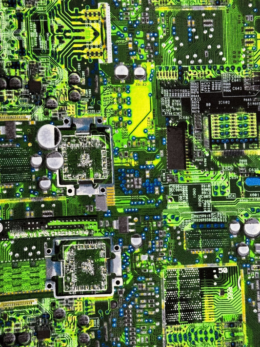 Green Circuit board computer fabric electronic quilt fabric