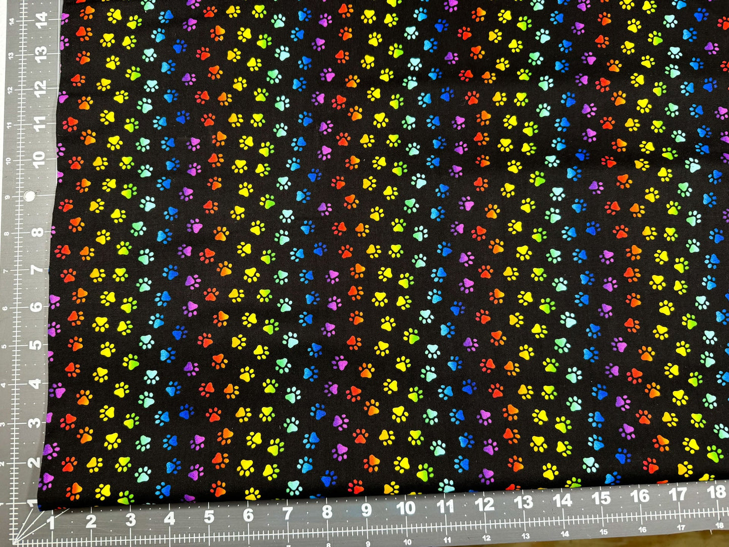 Neon Cat Paw fabric Allover animal paws