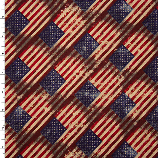 Shabby Chic American flag fabric 48475 USA fabric