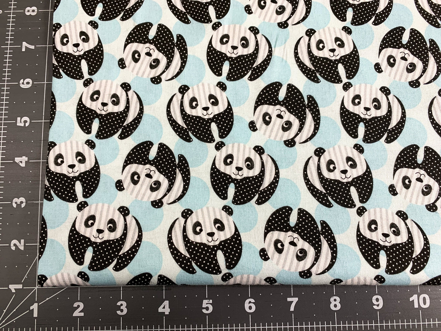 At the Zoo Blue panda bear fabric 6602 Panda bears fabric