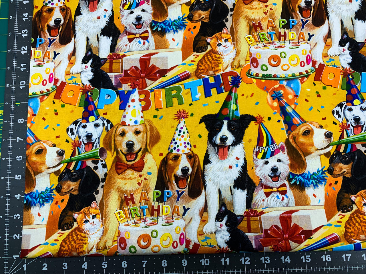 Birthday Bash Dog Birthday fabric  Happy Birthday dog party fabric