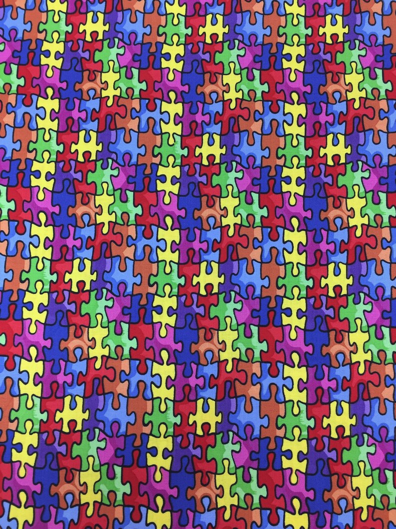 Autism Awareness fabric 19596 Puzzle fabric