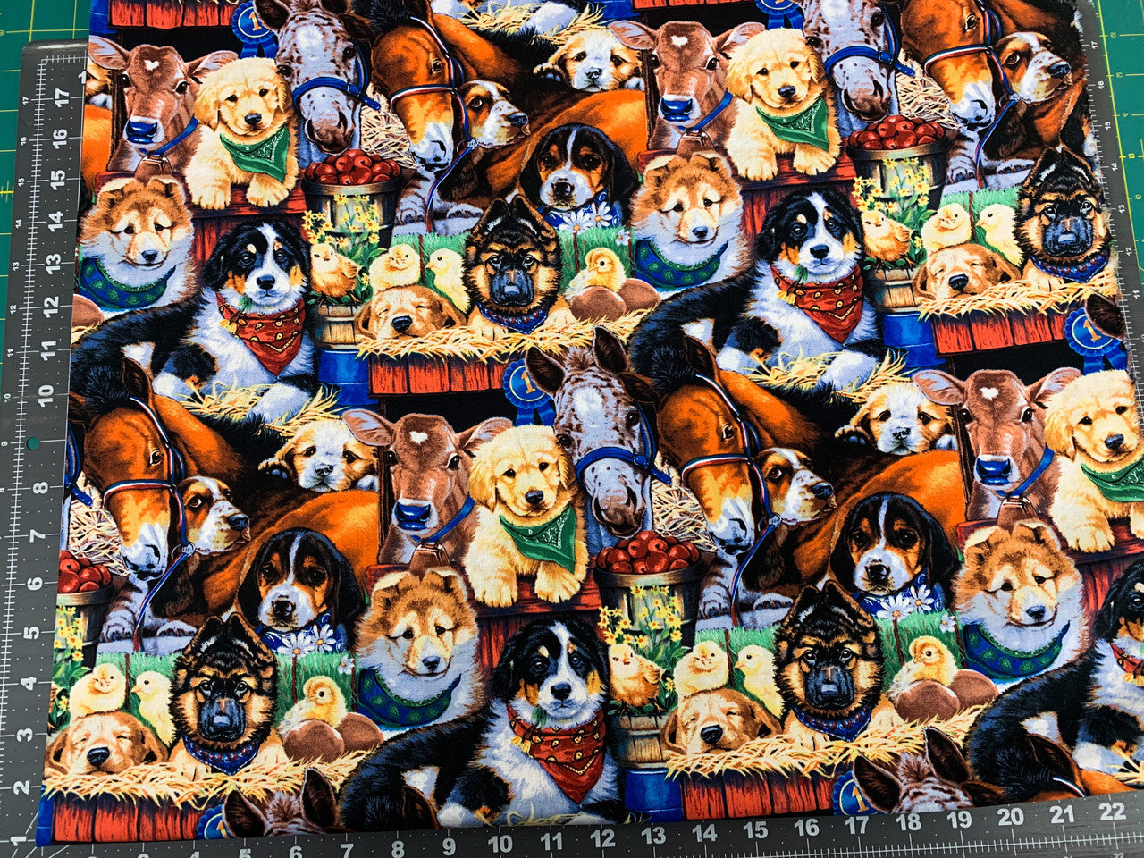 Puppies at the Barn dog fabric 3734 puppy cotton fabric