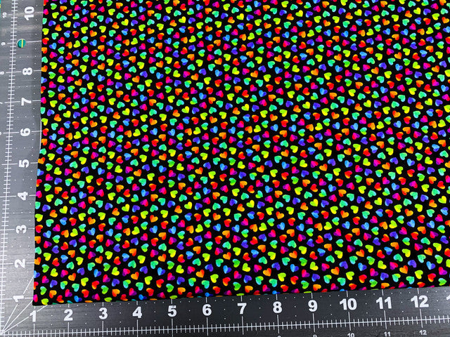 Mini Rainbow hearts fabric C8496 Black