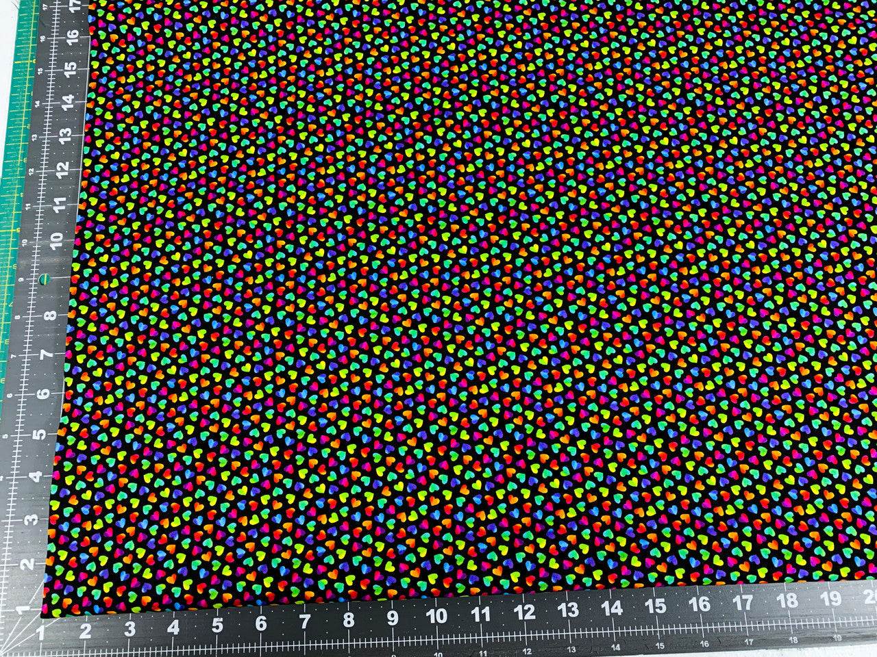 Mini Rainbow hearts fabric C8496 Black