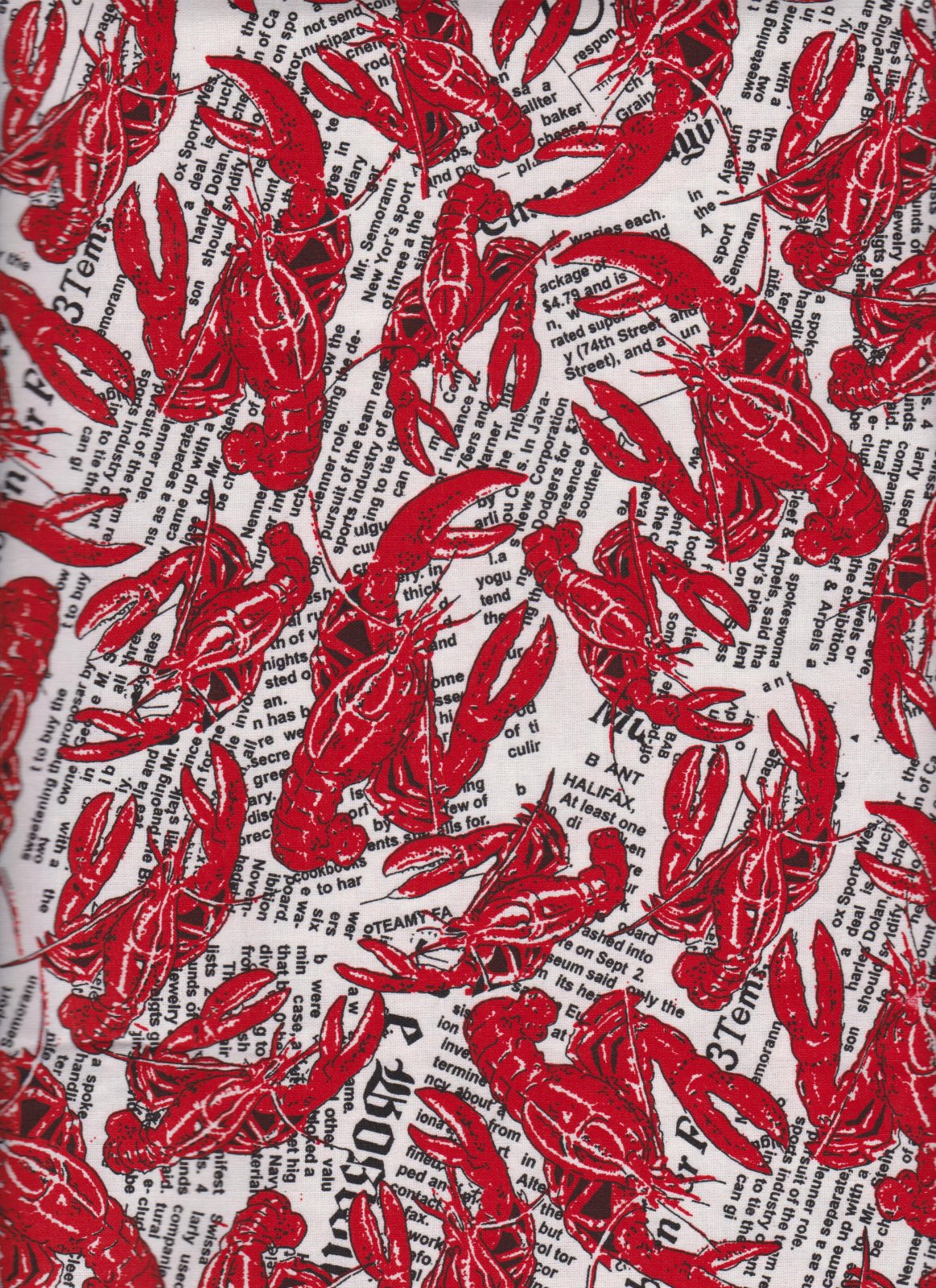 Maine Lobster fabric  LC12 Red Lobsters fabric
