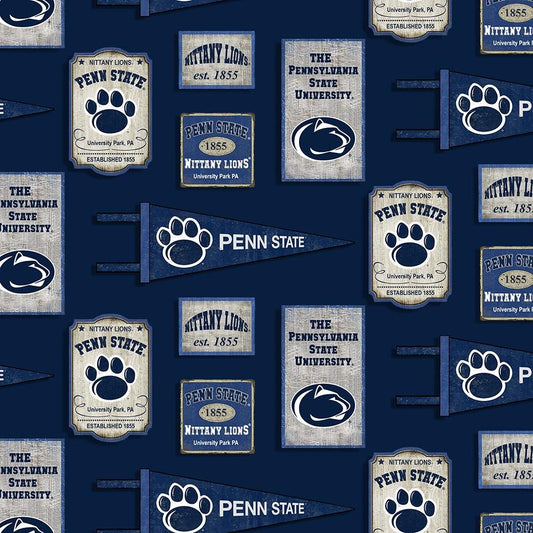Penn State fabric Pennant PENN-1267 Nittany Lions cotton fabric