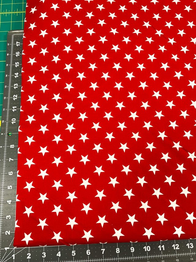 White Stars on Red quilting fabric 108" quilt backing